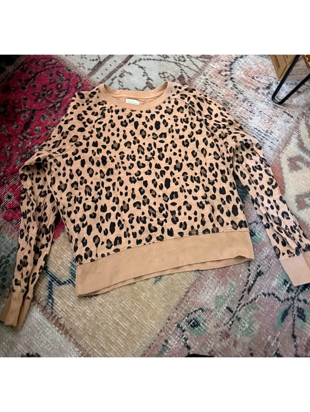 J.Crew Vintage Fleece small cheetah print sweater